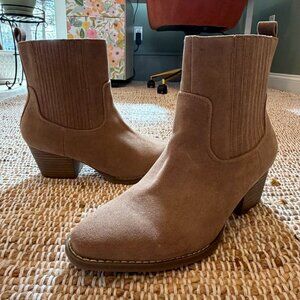 Brown booties, new - never been worn outside.